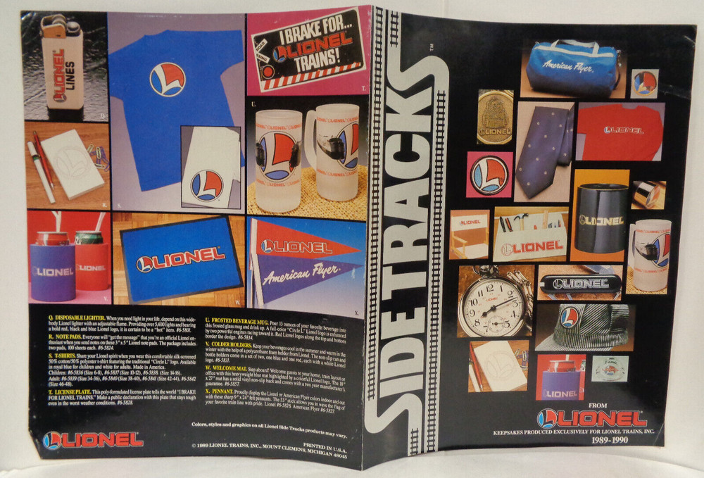 SIDE TRACKS FROM LIONEL 1989-1990 PROMOTIONAL FLYER