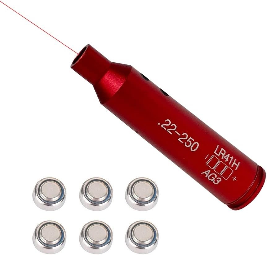.22-250 Red Laser Bore Sight with Batteries