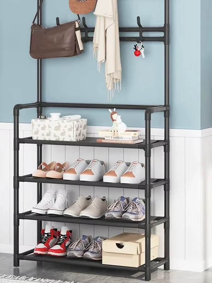 5 Tier Shoe Rack Storage Organizer Multi-Functional Shelf Portable Home - Black