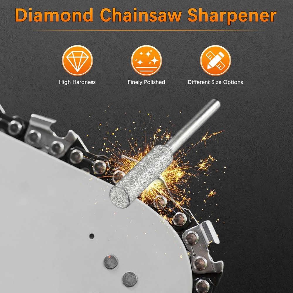 Chainsaw Sharpener with Box [24pcs] - Chainsaw Sharpening - [Silver- 7/32 Inch]