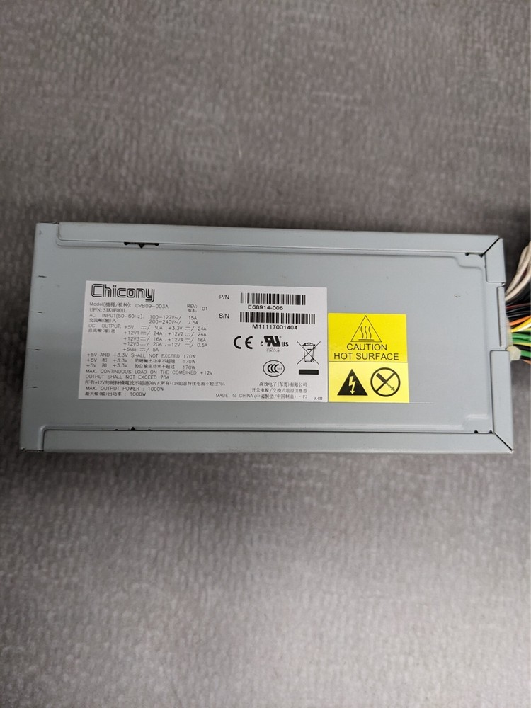 ** Chicony 1000W Server Power Supply CPB09-003A S1K0E001L E68914-006 Intel