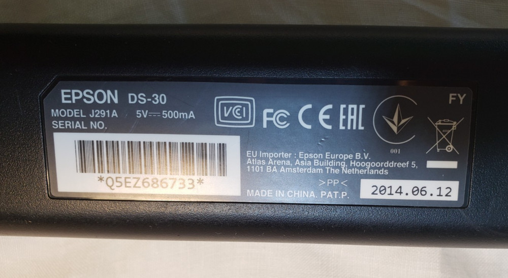 Epson WorkForce DS-30 Portable Scanner, J291A - Unit Only, Untested