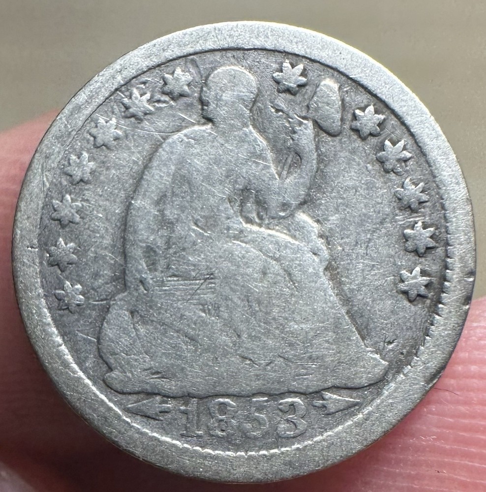 1853 P SEATED LIBERTY HALF DIME