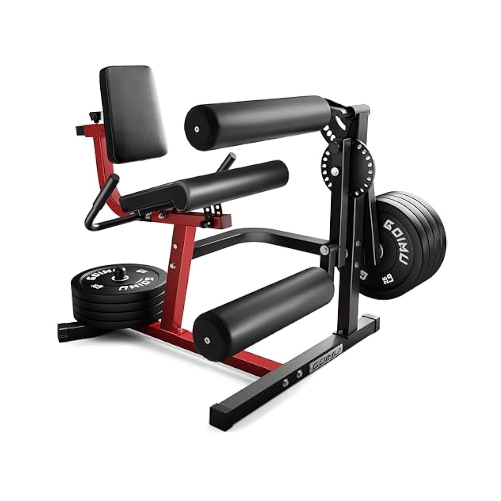 Leg Extension & Curl Machine, 4 in 1 - Plate Loaded, Adjustable, with Bench