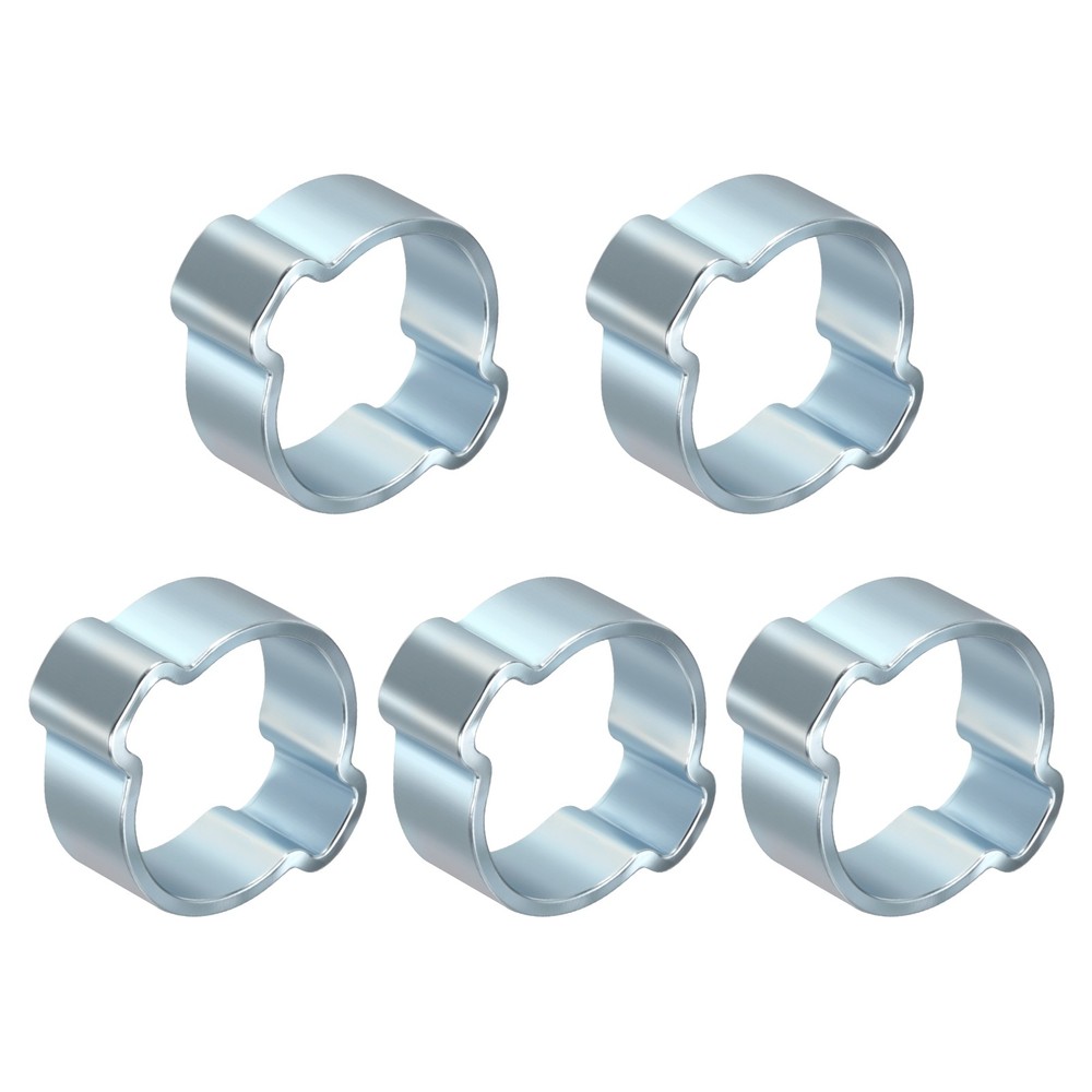 5Pcs Galvanizing Plate Double Ear Hose Clamps, Adjustable 11-13mm