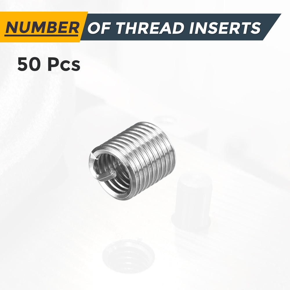 50pcs Wire Thread Inserts M3 x 0.5 x 2D Metric Helical Threaded Sleeve