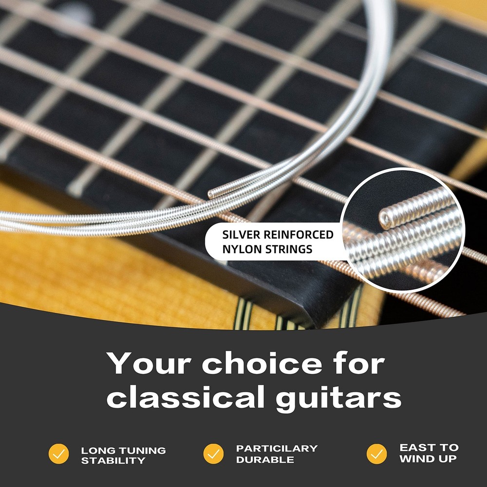 Classical Guitar Strings, Alice 2 Set Classic Guitar 6 Strings Clear Nylon No...