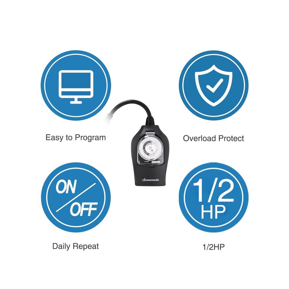 DEWENWILS Outdoor Light Timer Outlet Timer Switch for Lights Programmable