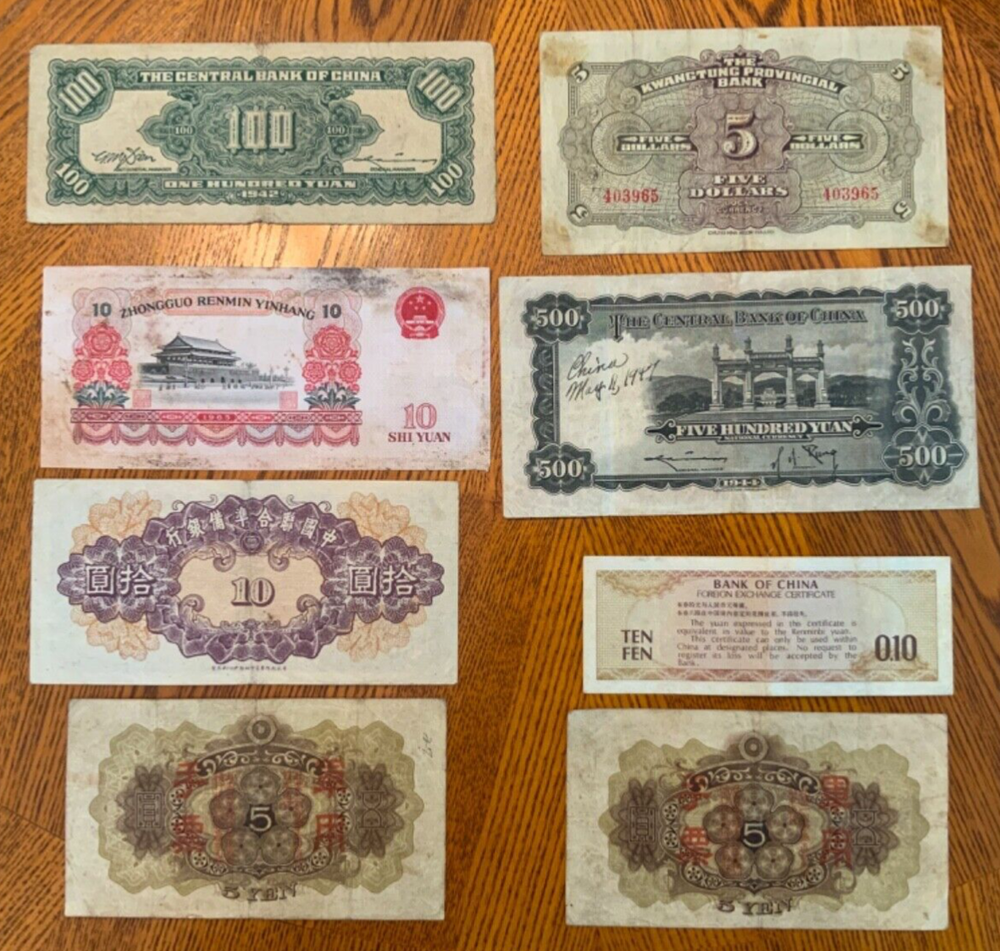 Vintage World Banknote Lot from China.