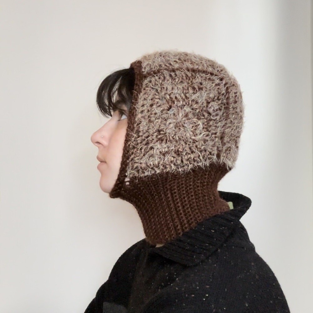 Fuzzy Crochet Balaclava - Chocolate