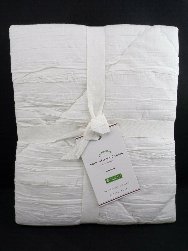 Pottery Barn Voile Diamond Standard Sham White #4748