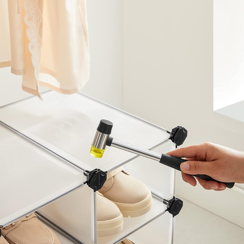 Shoe Rack with 16 Cubes, Interlocking Plastic Shoe Rack, Clear