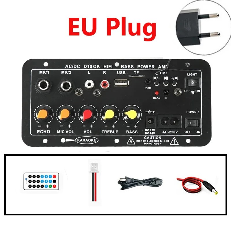 Bluetooth Audio Amplifier Board 30-120W Dual Mic Support for 4Ohm Speaker