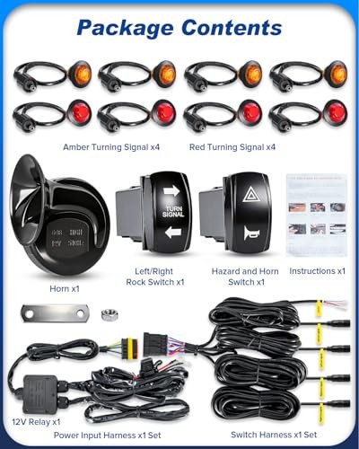 UTV Turn Signal Kit, Pre-Wired, Plug and Play UTV Blinker Kits with Hazard