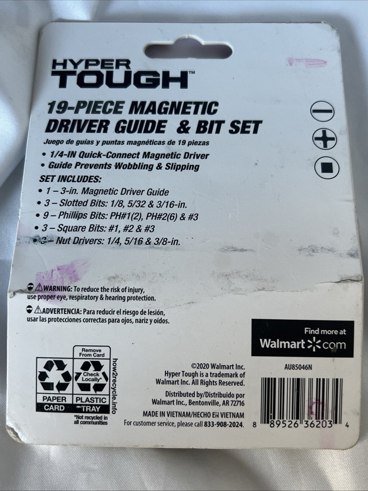 Hyper Tough 19-Piece 1/4" MAGNETIC DRIVER GUIDE & BIT SET Quick-Connect
