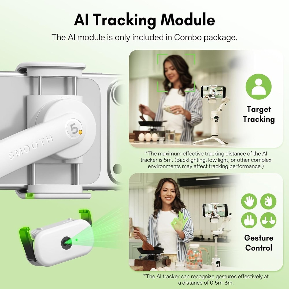 Zhiyun Smooth Q5 Combo Phone Gimbal Stabilizer w/ Fill Light & AI Tracker Module