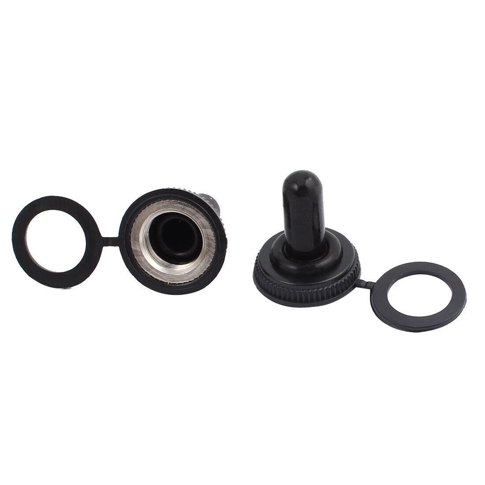 8Pcs 12mm Thread Waterproof Toggle Switch Boot Rubber Cover Cap Protector Black