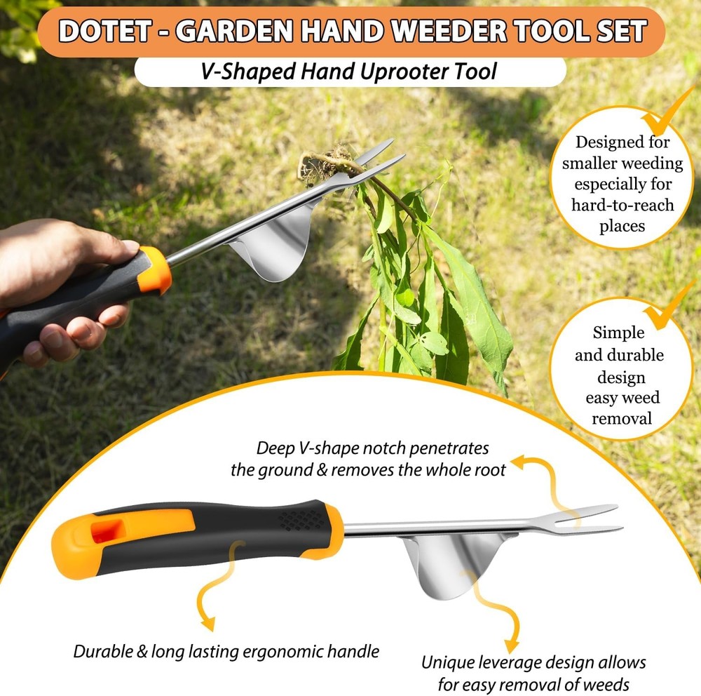 Garden Uprooting Weeding Tools - 3 Pack Hand Held Weeder Puller Tool Set, Rubber