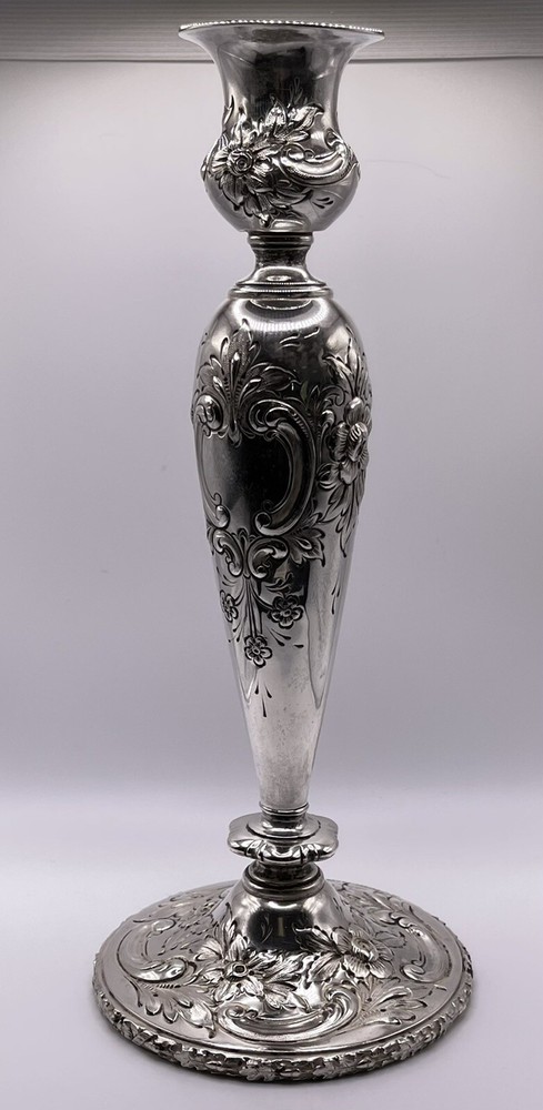 Reed & Barton Sterling Silver Repousse Tall Candlestick c.1890s