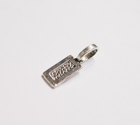 20 Medium Antique Silver Rectangle Glue Bails Pendants 4 Cabochon 21x6.8mm