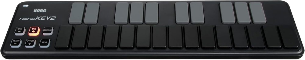 Black 25 Key Usb Midi Controller Keyboard Slim Line With Velocity Sensitive Keys
