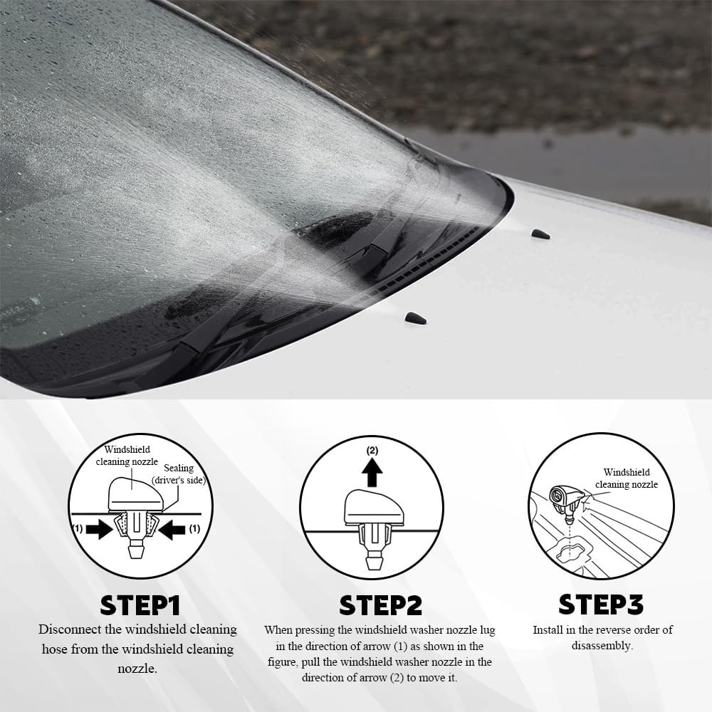 2PCS Front Windshield Washer Nozzles, Spray Nozzle, Windshield Washer Spray Jet