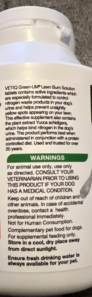 Vetiq Green-Um lawn burn solution help control yellow spots 100tablets