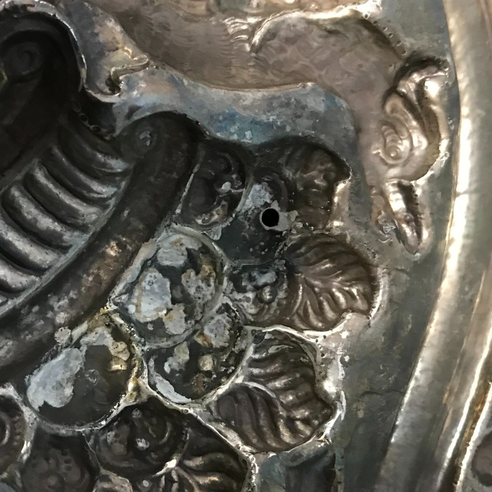 Impressive 19th C. Continental Sterling Silver Repousse Platter