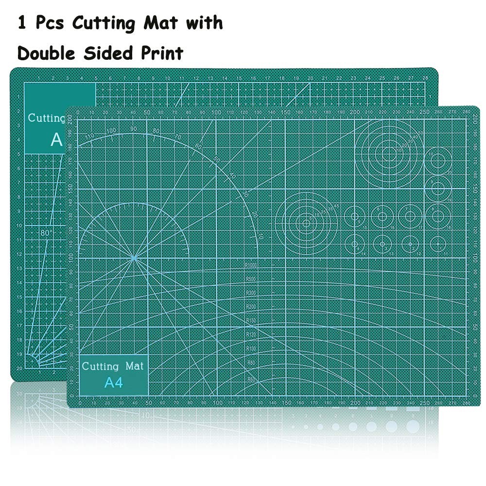 Green Self Healing Cutting Mat 5-ply Durable Double Sided Mat Set with Sharp ...