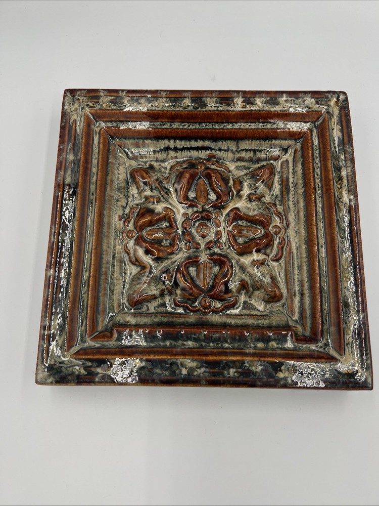 Decorative Square Rustic Ceramic Pottery Tile Wall Hanging