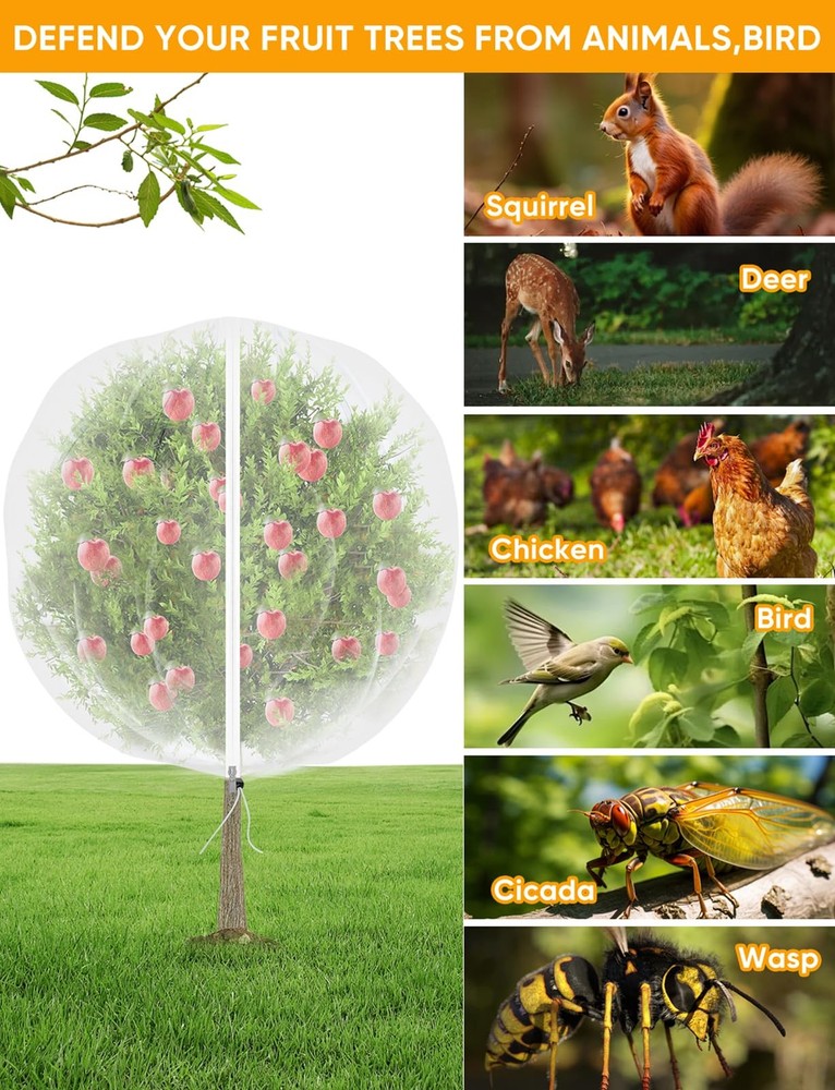 Fruit Tree Netting for Cicadas - with 2Pcs 6Ftx5.3Ft Zipper&Drawstring Protec...