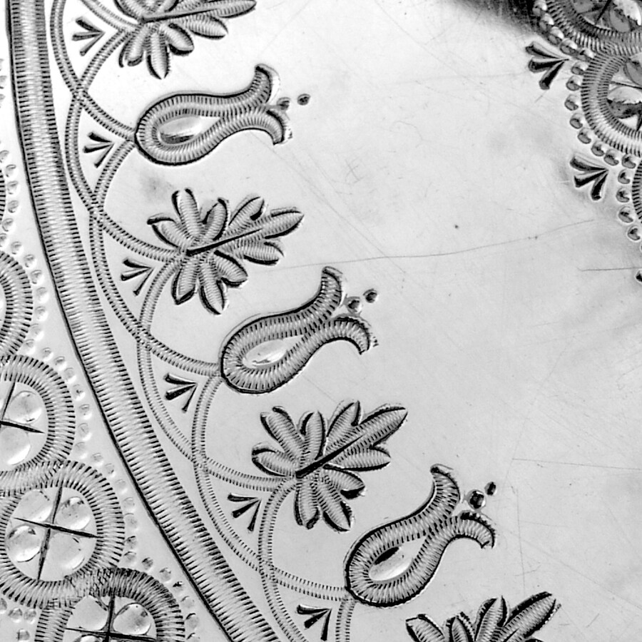 Engraved Round Footed Salver Silverplate