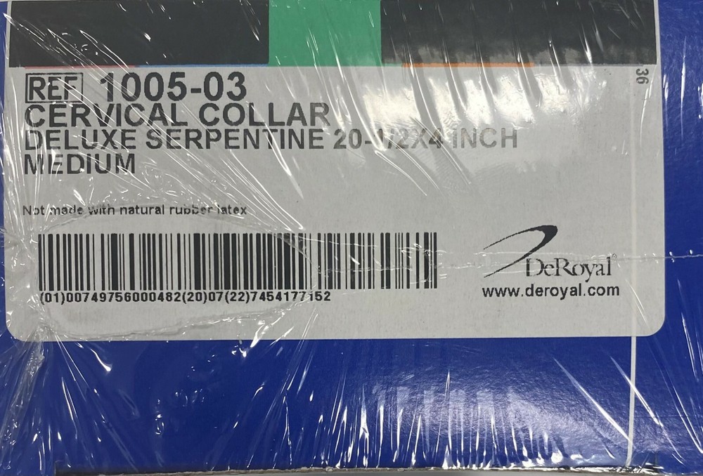 *1-Pack* DeRoyal Cervical Collar Deluxe Serpentine Medium 20.5" X 4" 1005-03