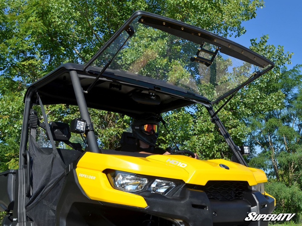 SuperATV Scratch Resistant Flip Windshield for Can-Am Defender (2016+)