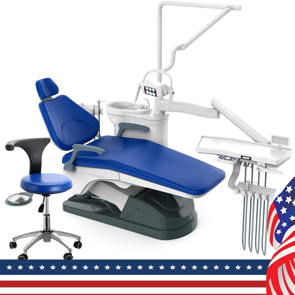 FDA Dental Unit Chair Computer Controlled DC Motor PU Leather With Stool Kit