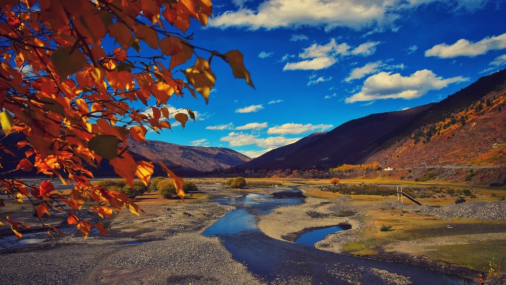 Landscape fall mountains Custom Gaming Mat Desk
