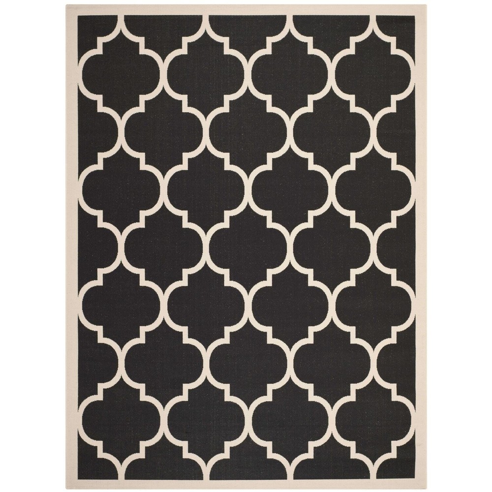 Courtyard  Rug 8' x 11' Black/Beige Large Rectangle