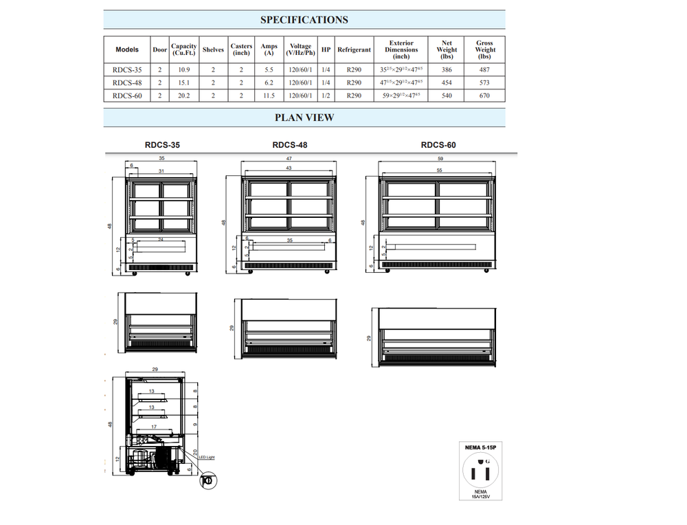 Atosa RDCS-48, 48" Floor Model Refrigerated Square Display Cases