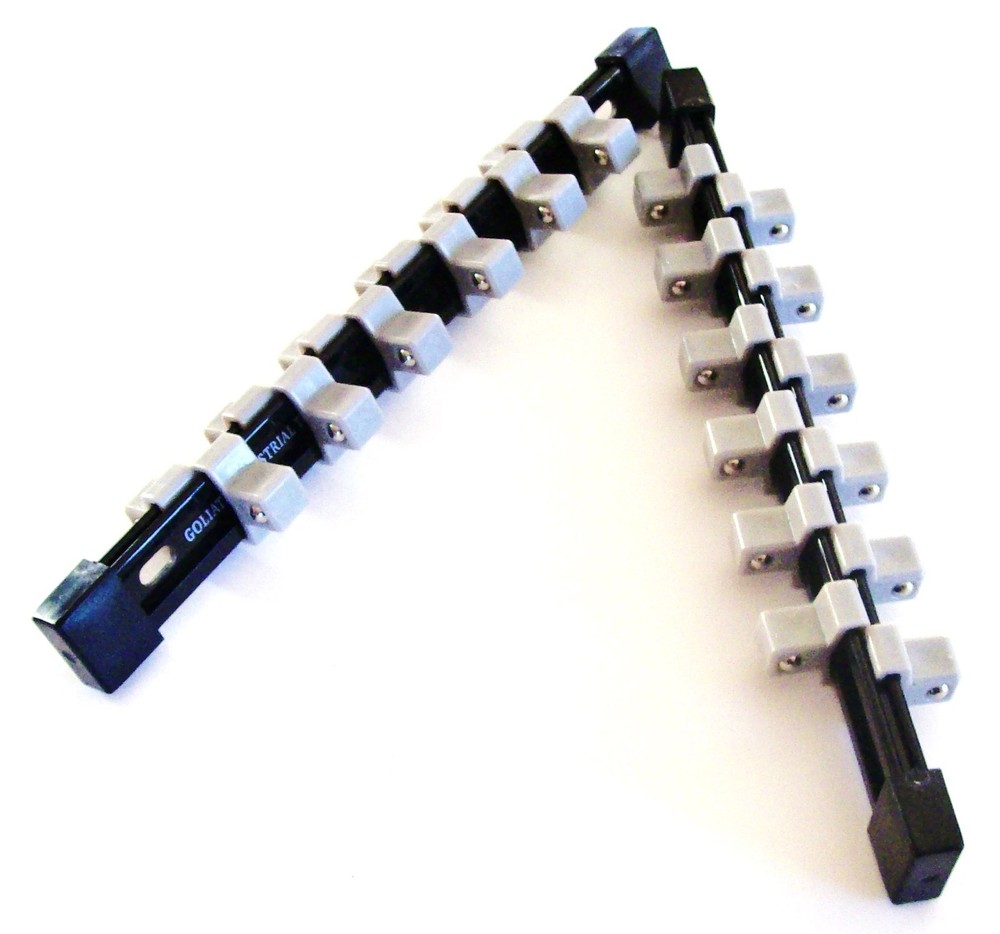 2 GOLIATH INDUSTRIAL 1/2" ABS DOUBLE SIDED SOCKET RAIL HOLDER ORGANIZER SR12DS