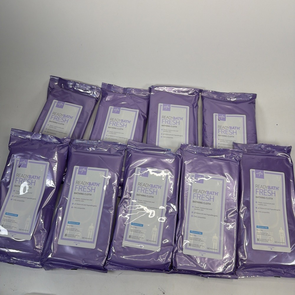 Pack of 9 MEDLINE Ready Bath Fresh Bathing Cloths 72 Count