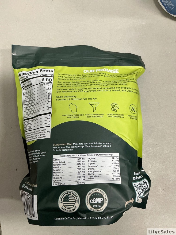 Nutrition On The Go Whey Protein Isolate Packets 15ct