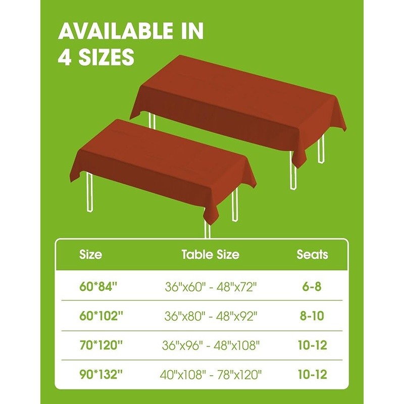 Durable Polyester Rectangular Tablecloth Easy Care Washable Home Events Parties