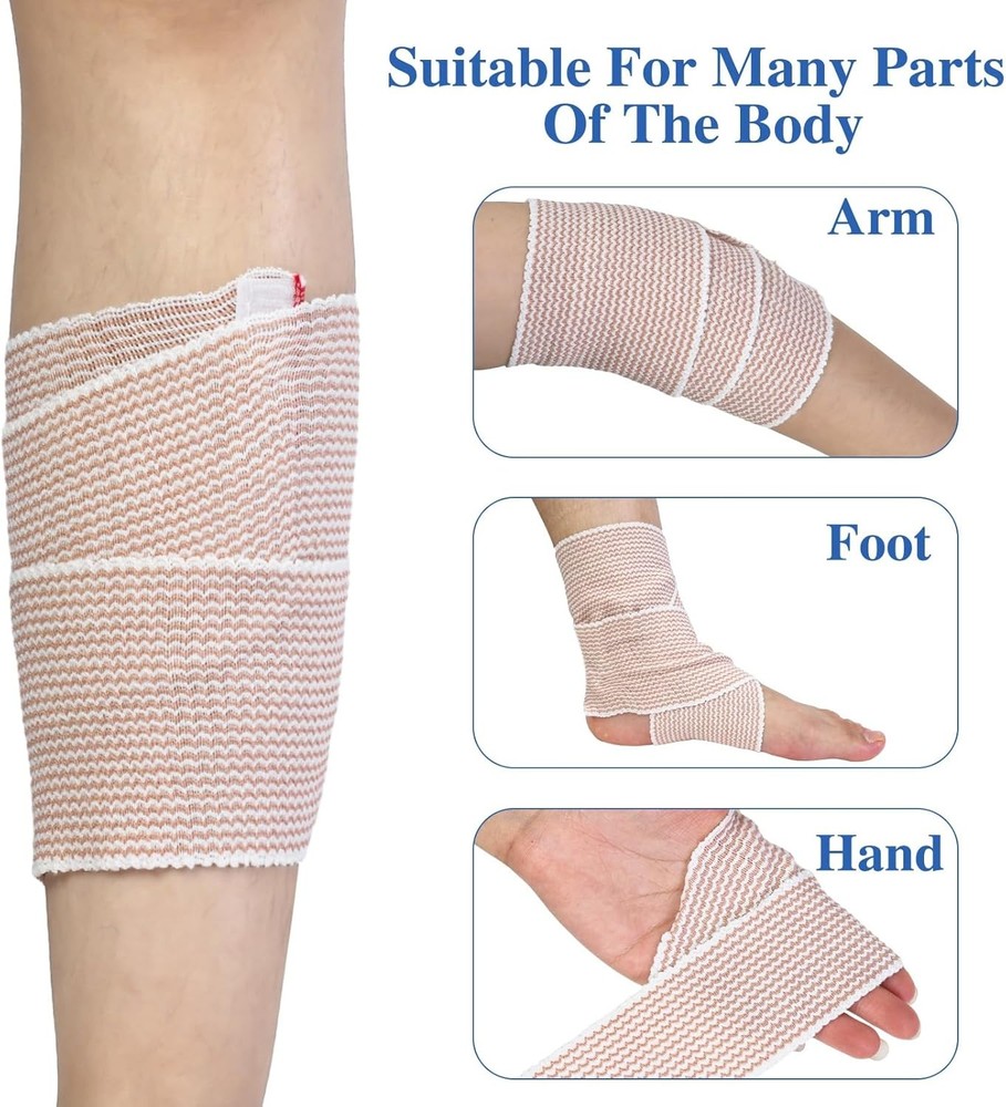 6 Pack Premium Elastic Bandage Wrap, Compression Wrap for Legs,...