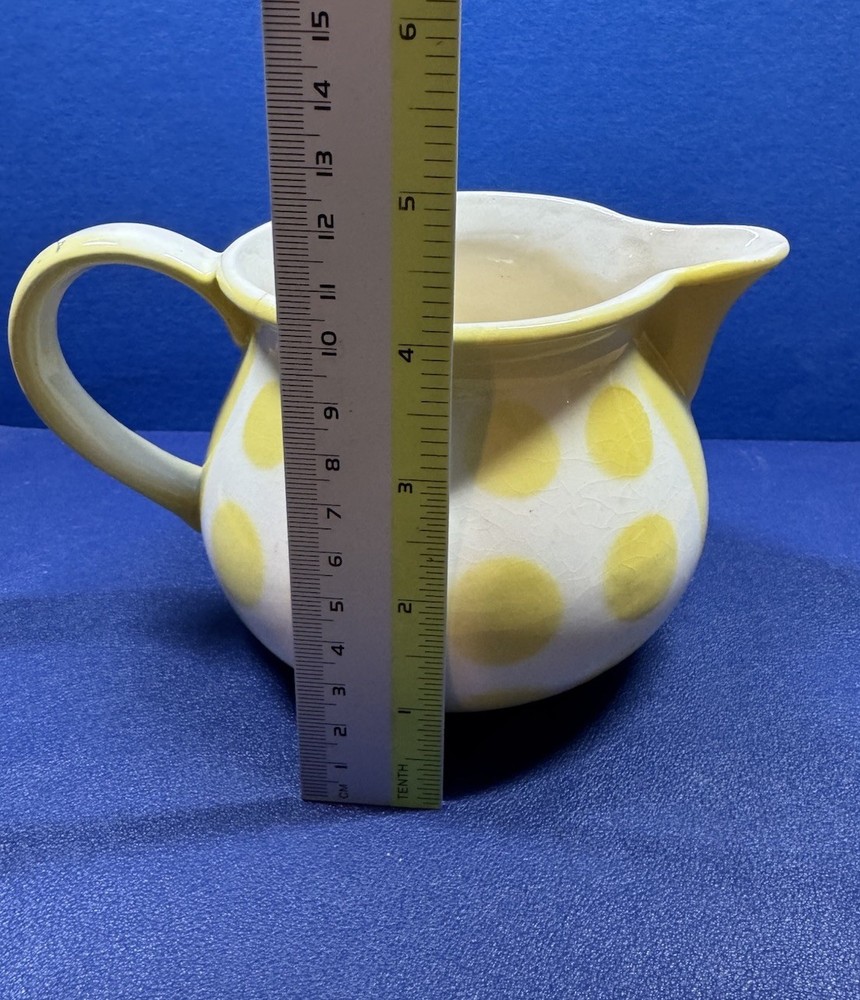 Ceramic Pitcher White With Yellow Polka Dots Pitcher READ