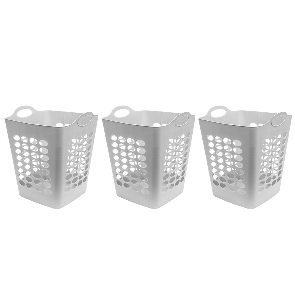 Flexible Square Laundry Hamper Soft Silver Adult