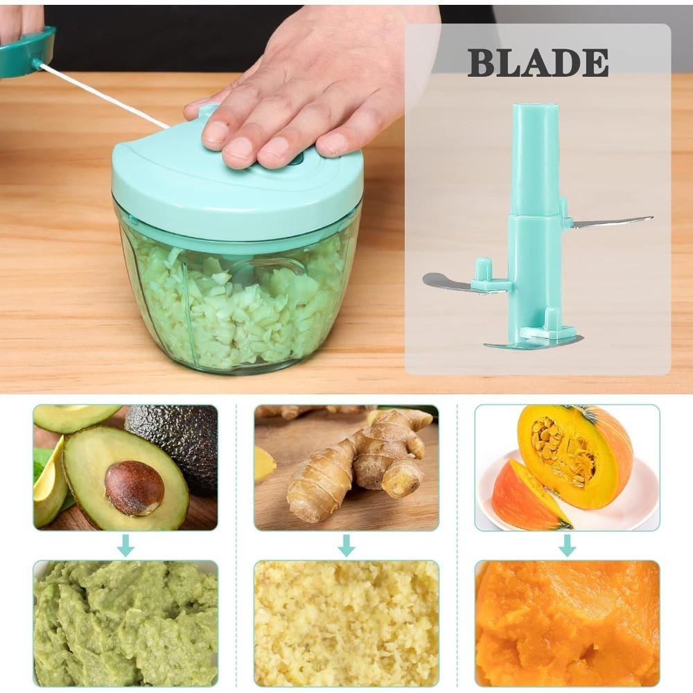 Manual Food Chopper Vegetable Cutter, 650ml Hand-Pulled String Chopper