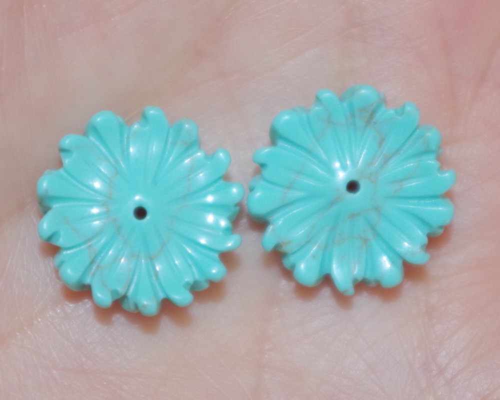 15MM Turquoise Flower Jackets For Stud Earrings Use With Any Studs Multi Listing