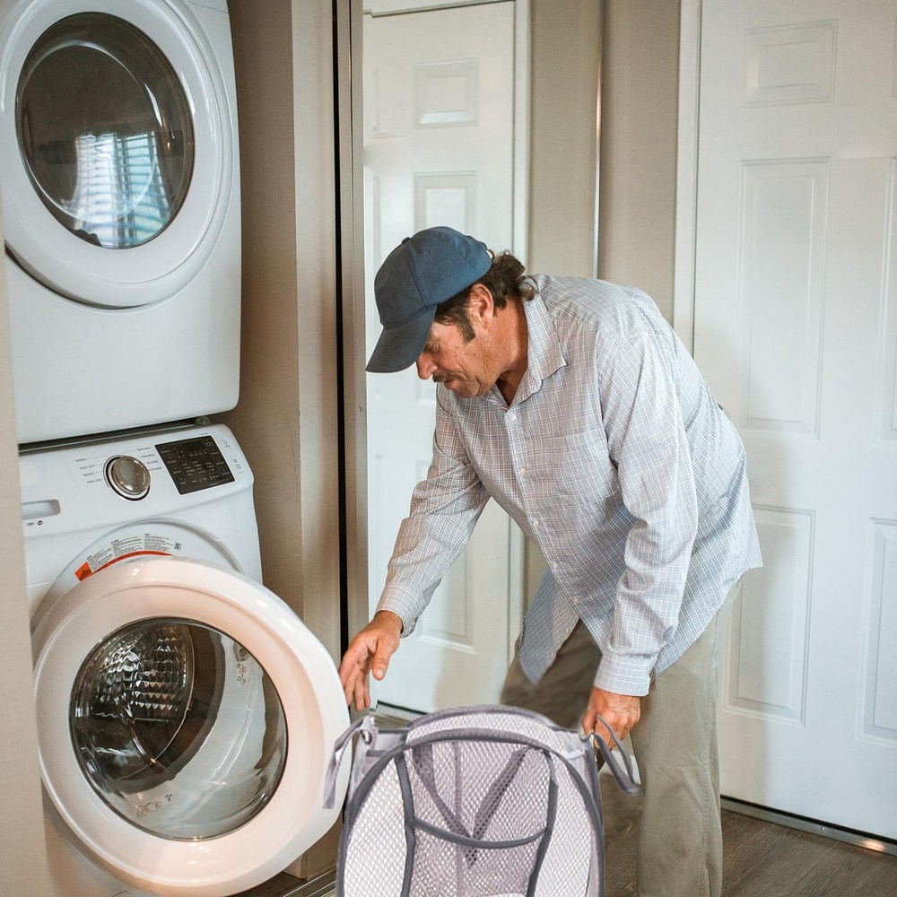 Collapsible Pop Up Laundry Hamper Extra Large Mesh Foldable 28x16x16 Inch Grey