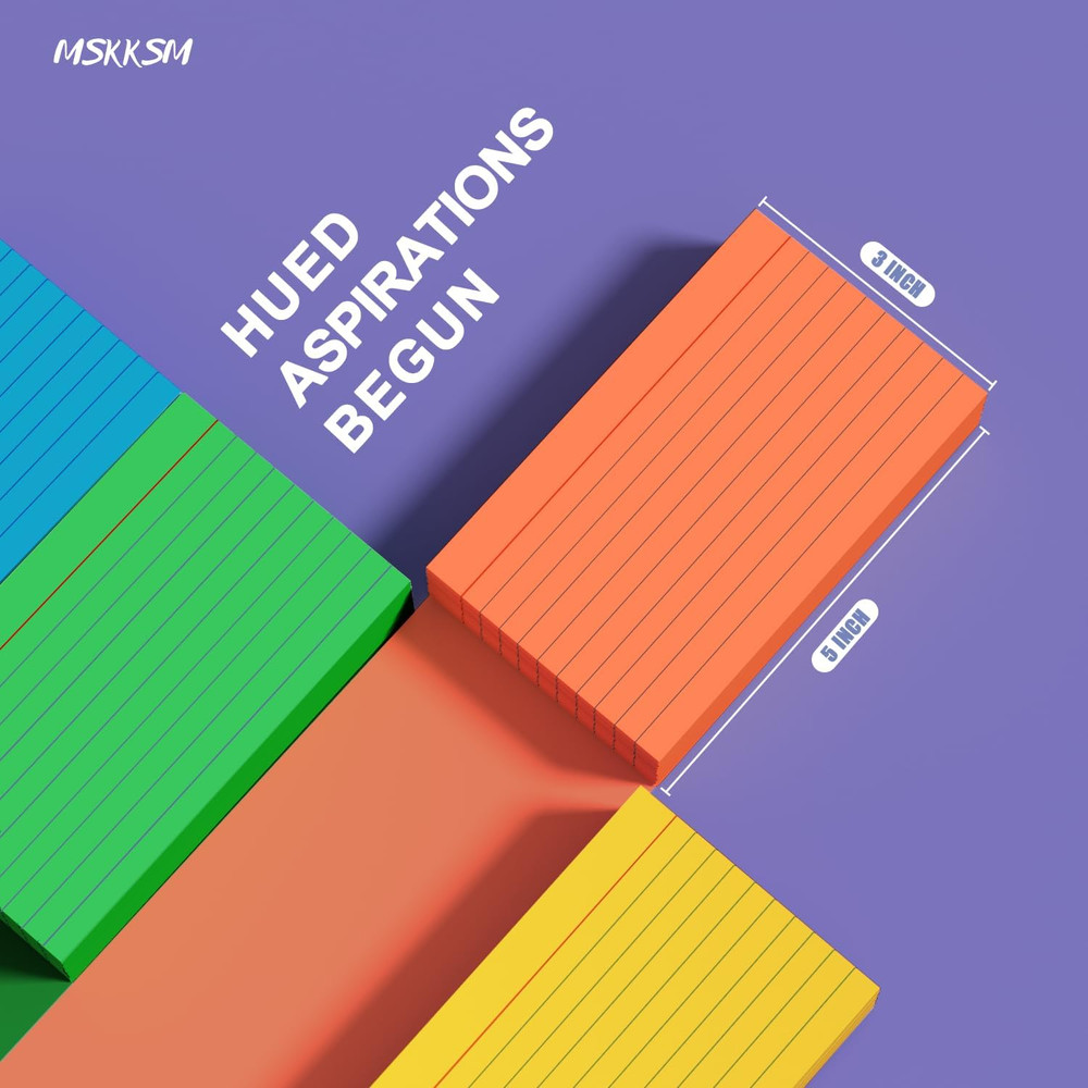 Colored Index Cards 3x5 Inch - 300 Count Flash Cards for Studing, Colored Note C