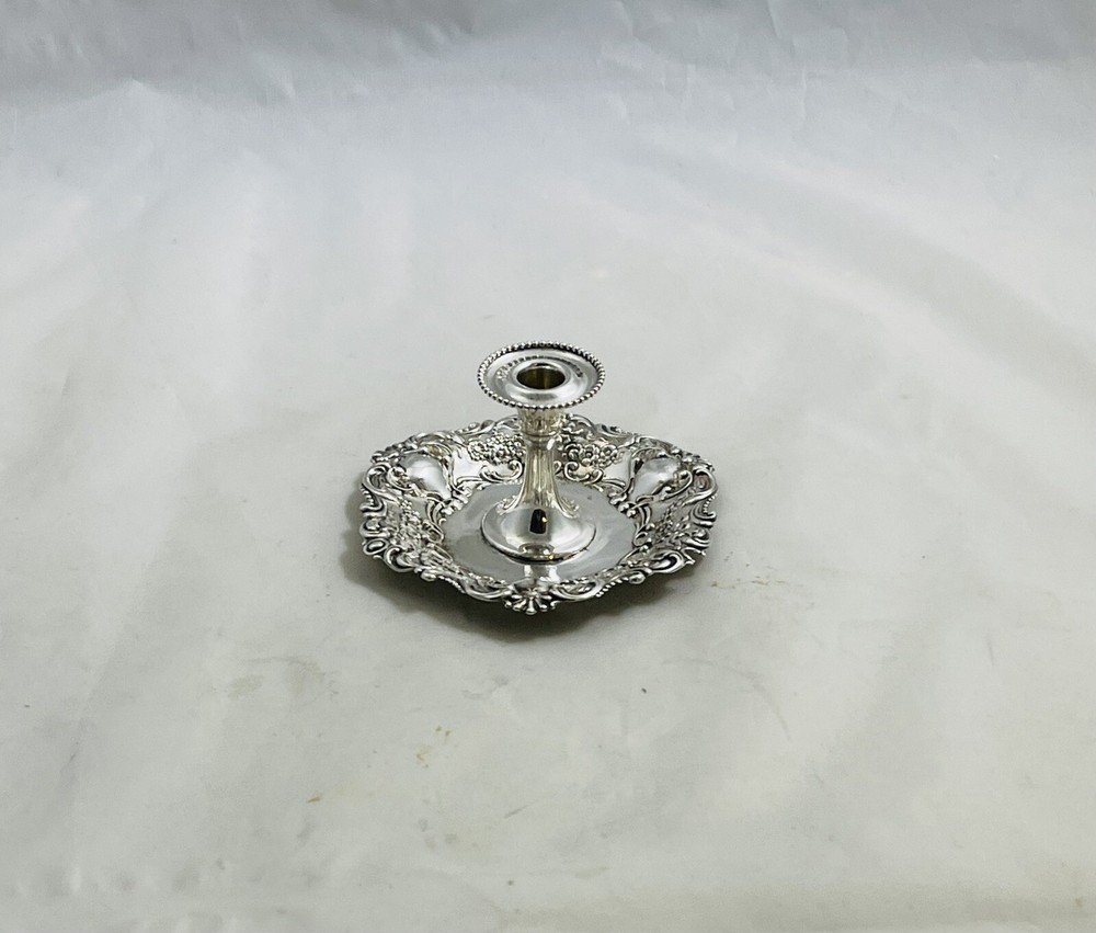 Antique Sterling Silver Repousse Chamberstick #433